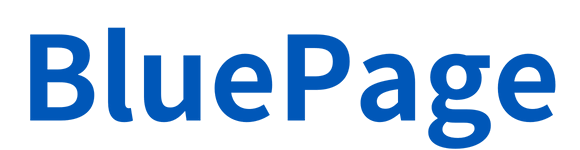 ホームページ制作サービス ブルーページ(BluePage)の文字のロゴ